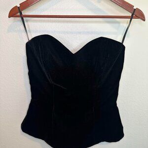 RARE '80s '90s Vintage AJ Bari Black Velvet Corset Sweetheart Neckline - Size 4